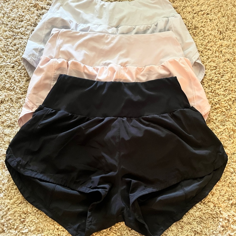 3 pack black white and pink athletic shorts size m